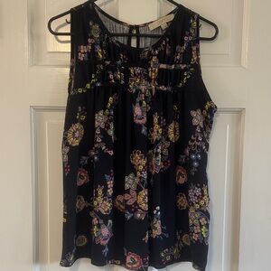 LOFT navy Floral Sleeveless Blouse